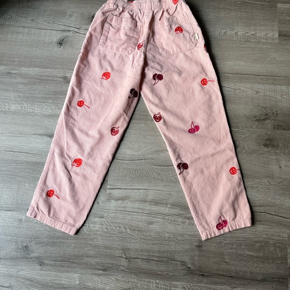 Pink Corduroy Pants with Cherry Print - Picture 9 of 11